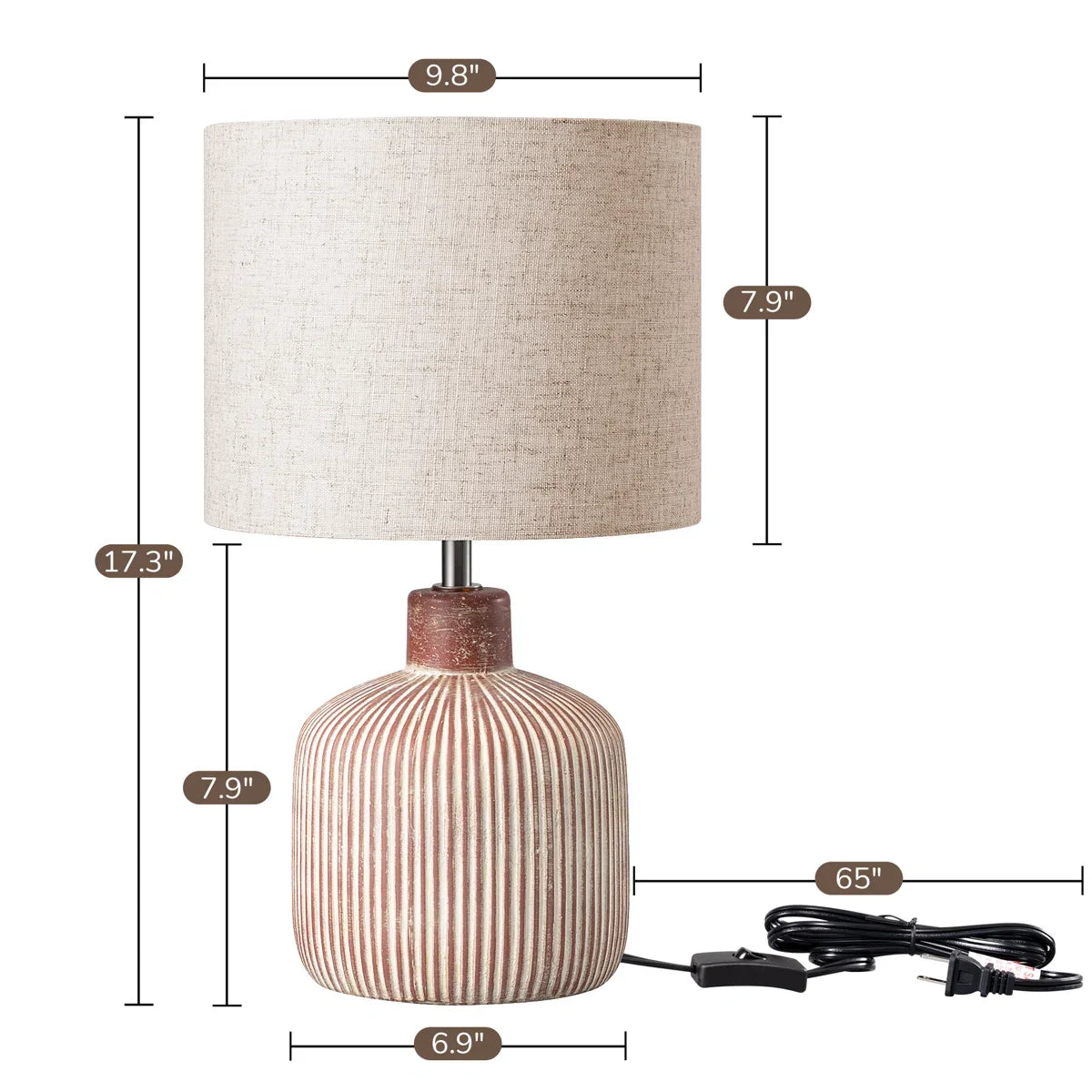 Lavisa - Modern Rustic Ceramic Table Lamp with Textured Base