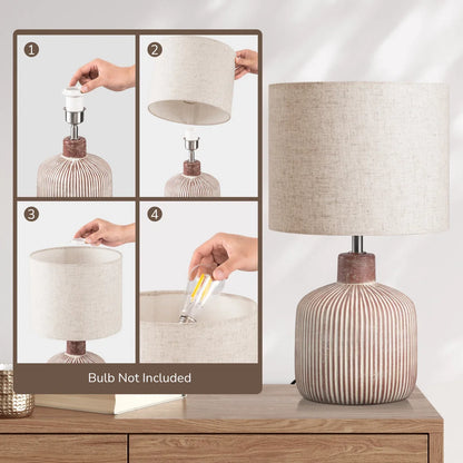 Lavisa - Modern Rustic Ceramic Table Lamp with Textured Base