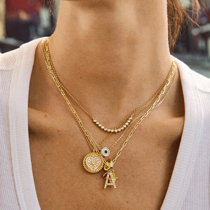 Lavisa - Cluster Charm Necklace - Paperclip Chain - Detail & Styling View