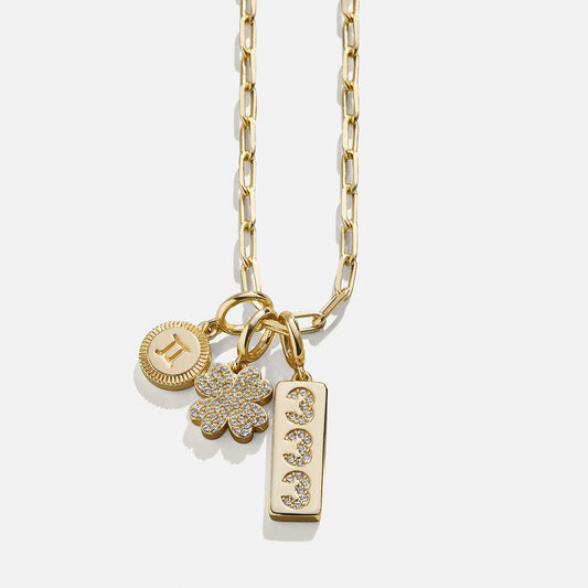 Lavisa gold paperclip chain necklace designed for customizable cluster charms.