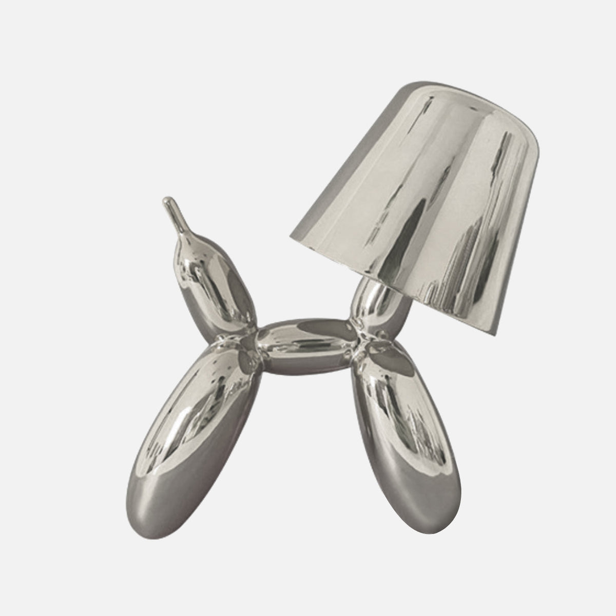 Lavisa aluminum balloon dog table lamp in polished metallic finish - Lime