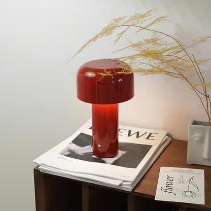 Lavisa cordless mushroom LED table lamp in sleek modern finish - Red
