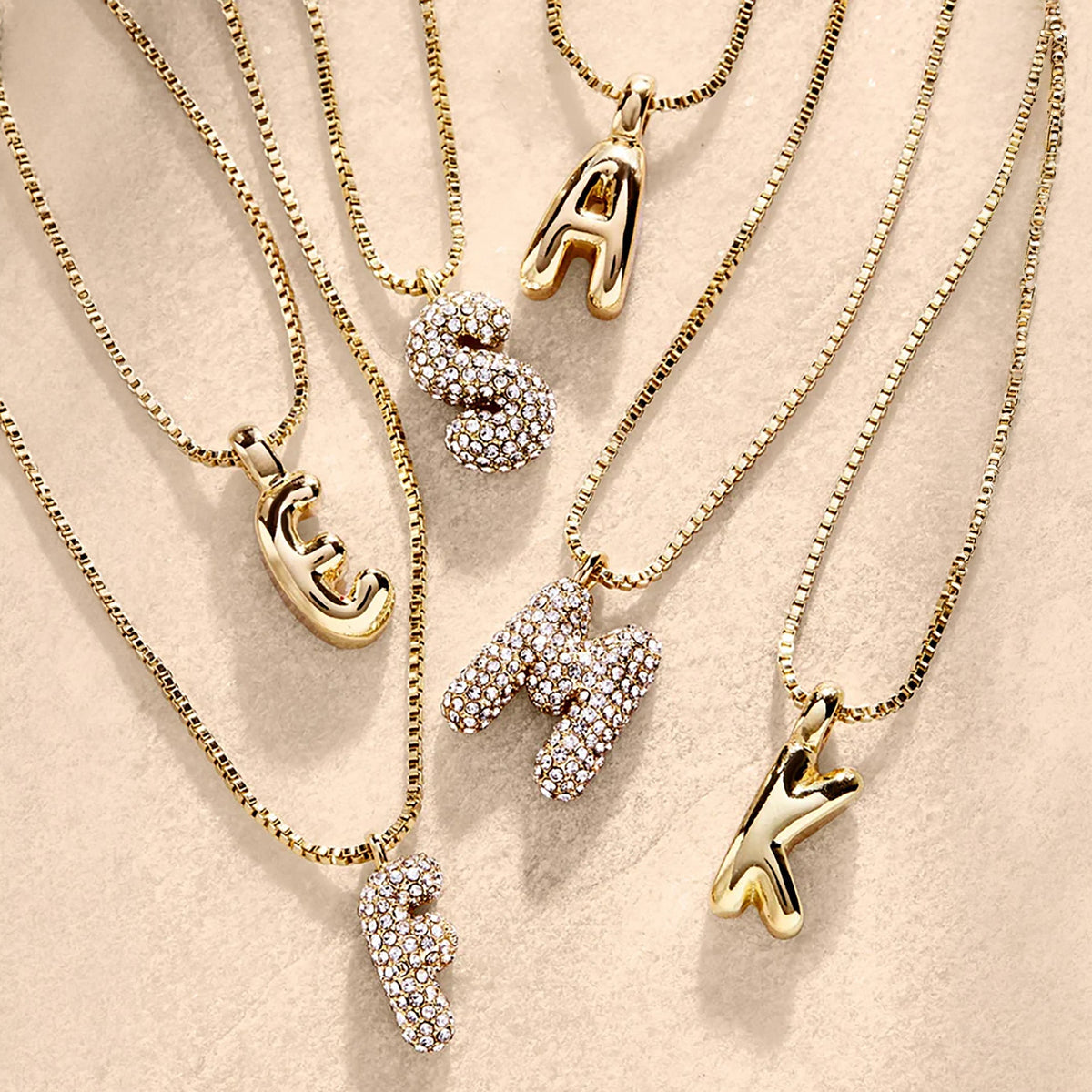 Lavisa - Gwen Mini Bubble Initial Necklace - Gold - Product Gallery View 32