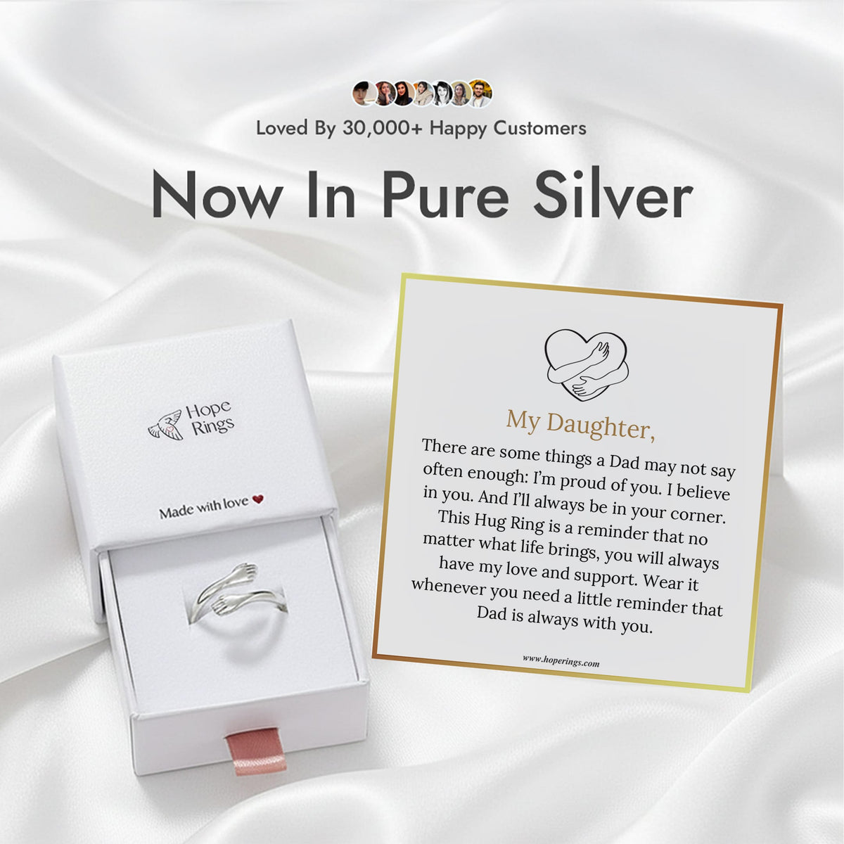 Lavisa - Dad and Daughter Hug Ring in Pure Silver