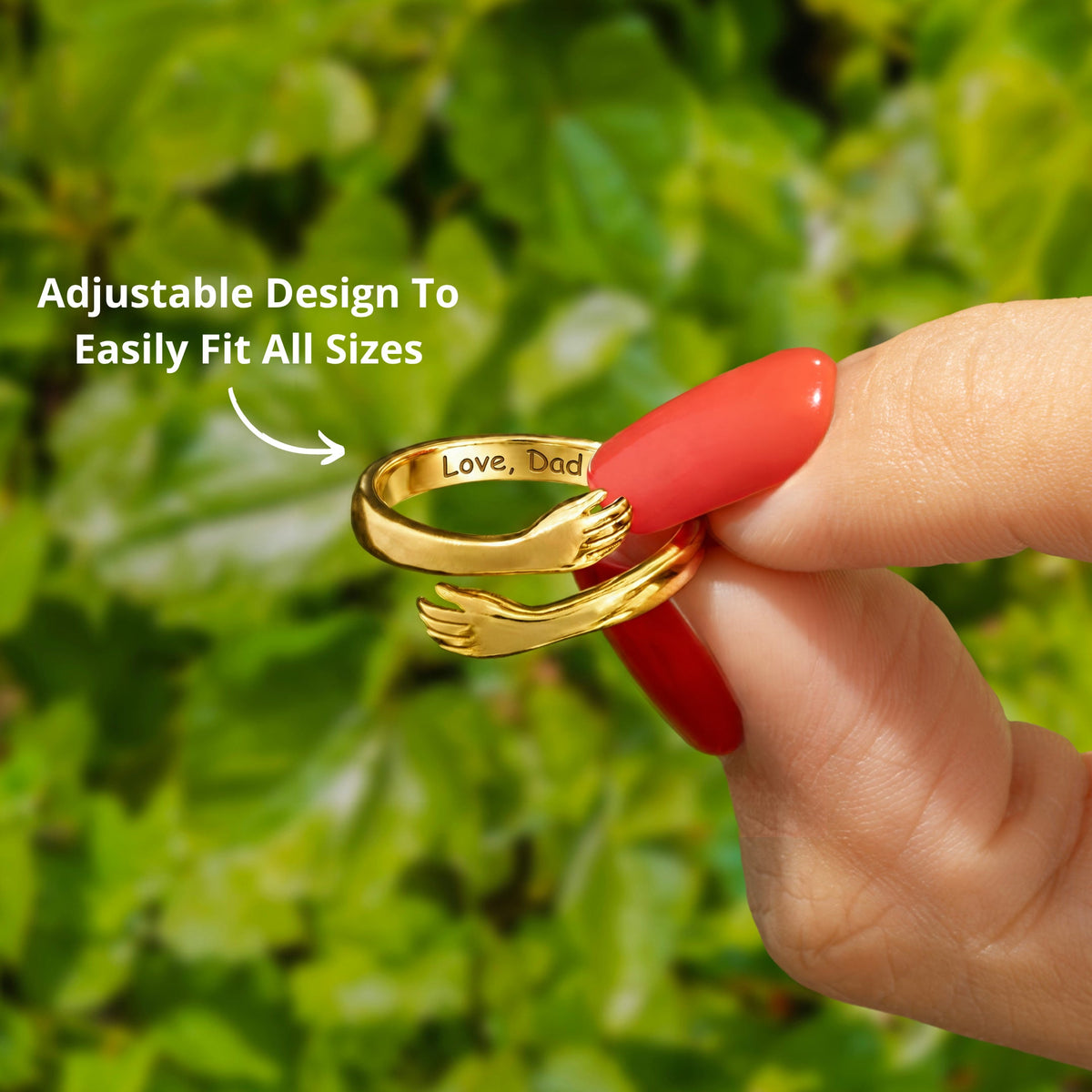 Lavisa - Dad And Daughter Hug Ring Gold Vermeil