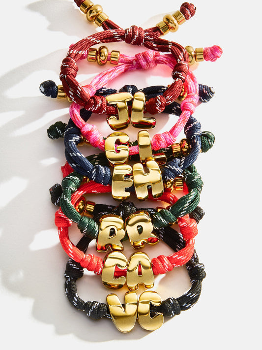 Lavisa custom initial waterproof bracelet with gold bubble letters