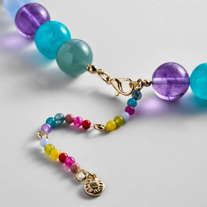 Lavisa - Multicolored Resin Beaded Necklace - Side Profile View