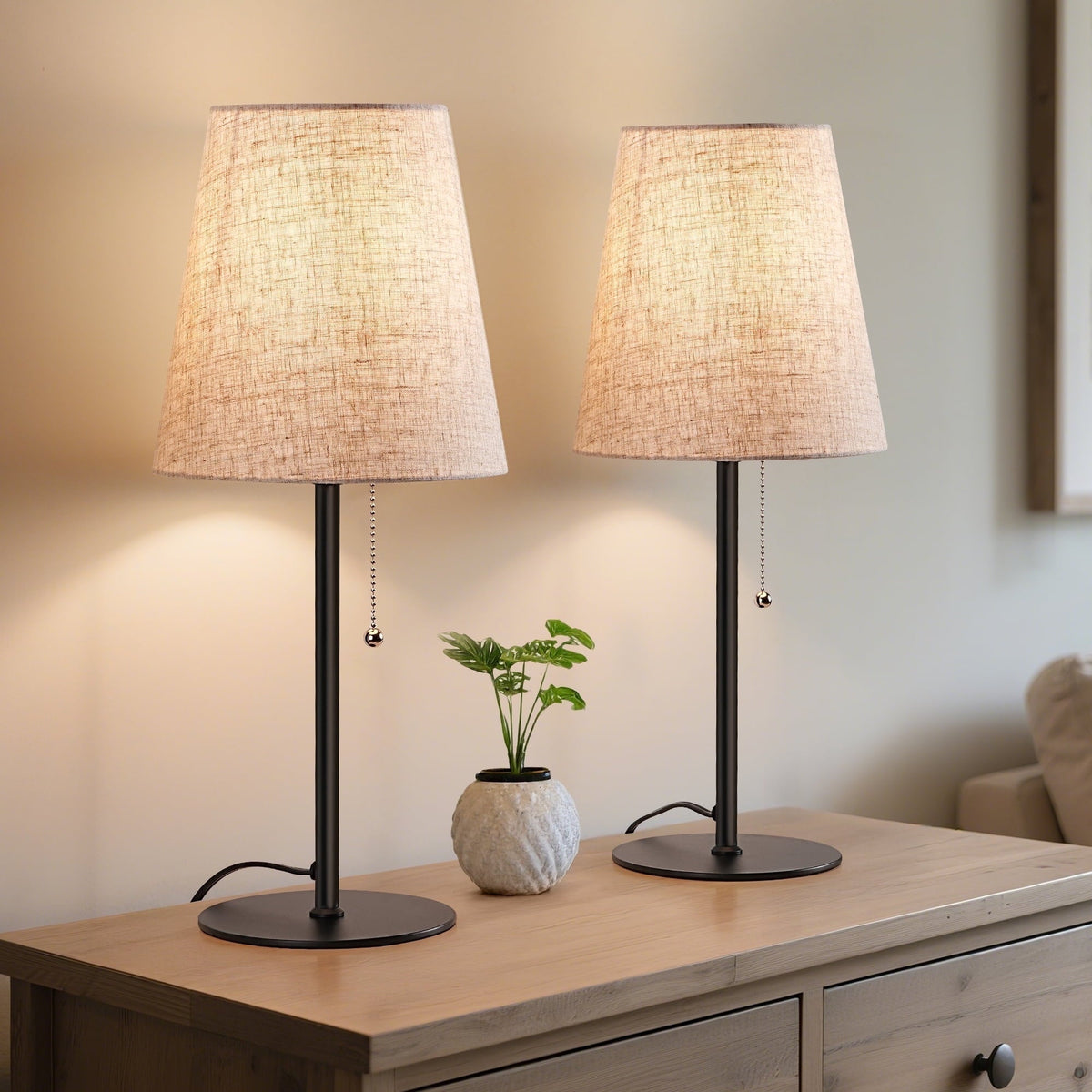 Lavisa - Modern Minimalist Linen Table Lamps Set of 2