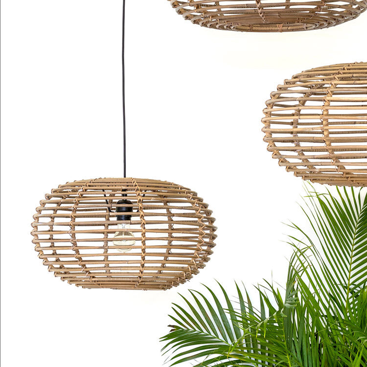 Lavisa Natural Rattan Pendant Light with woven organic texture.