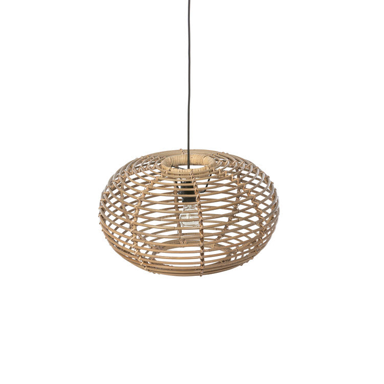 Lavisa Natural Rattan Pendant Light with woven organic texture. (View 3)