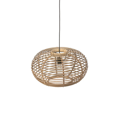 Lavisa Natural Rattan Pendant Light with woven organic texture. (View 3)