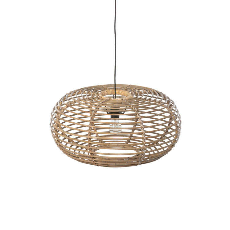 Lavisa Natural Rattan Pendant Light with woven organic texture. (View 4)