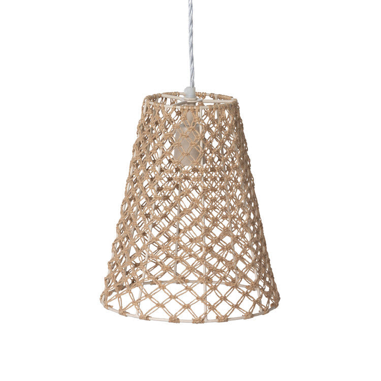 Lavisa Aruba Jute Woven Cone Pendant Light hanging with natural rattan and jute texture
