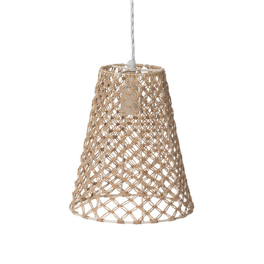 Lavisa Aruba Jute Woven Cone Pendant Light hanging with natural rattan and jute texture