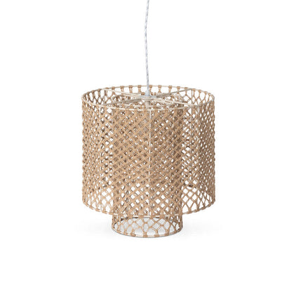 Lavisa Aruba Jute Woven Cylinder Chandelier featuring layered artisan jute fibers