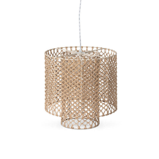 Lavisa Aruba Jute Woven Cylinder Chandelier featuring layered artisan jute fibers