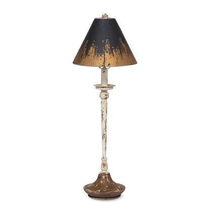 Lavisa distressed metal buffet lamp with rust shade and antique white base