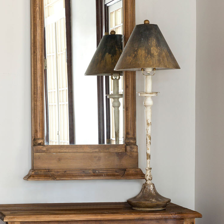 Lavisa distressed metal buffet lamp with rust shade and antique white base (View 2)