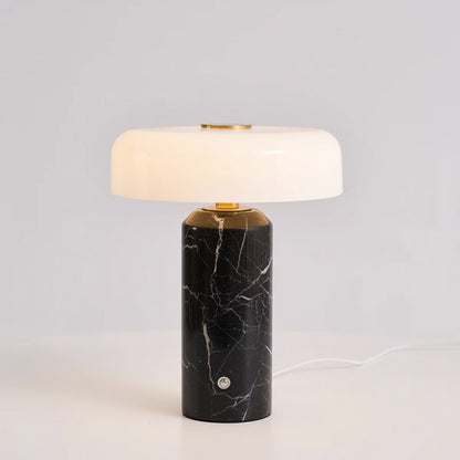 Lavisa elegant marble base cordless battery table lamp on a modern nightstand