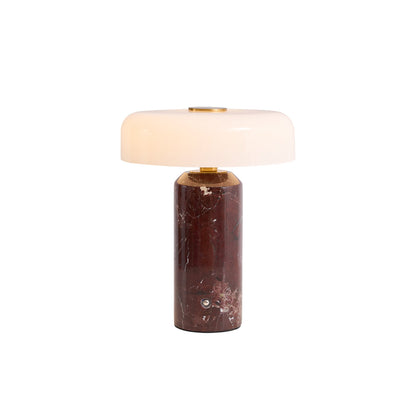 Lavisa elegant marble base cordless battery table lamp on a modern nightstand - D 6.69 × H 9.45 inch / D 17 cm x H 24 cm