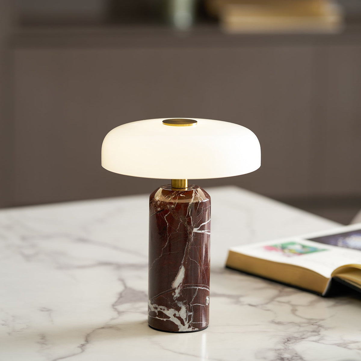 Lavisa elegant marble base cordless battery table lamp on a modern nightstand (View 5)