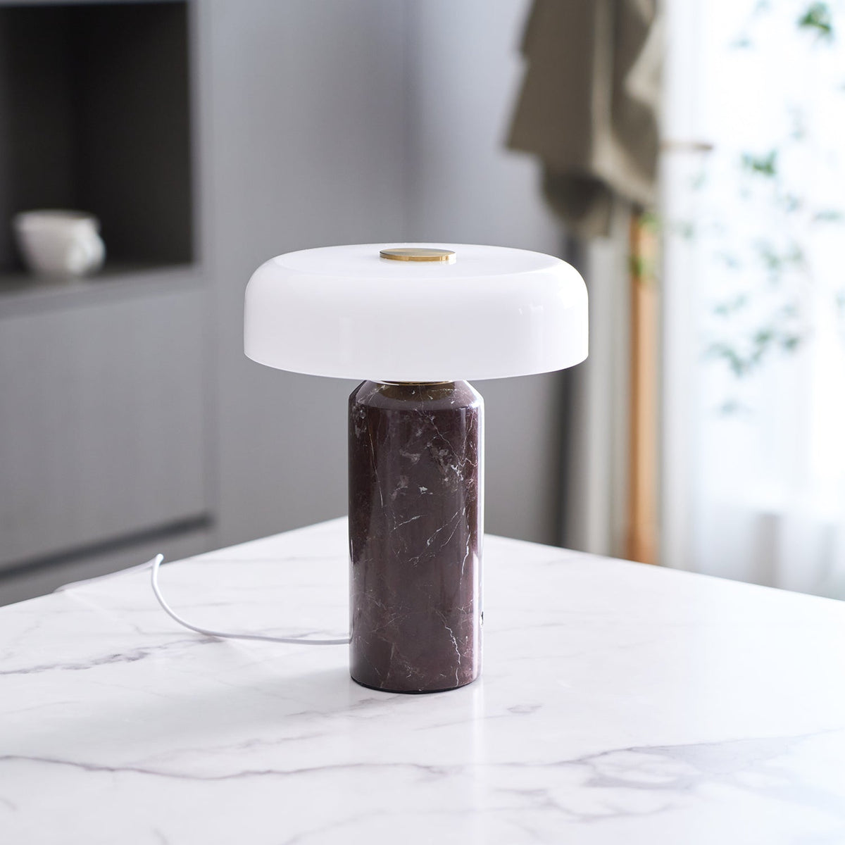 Lavisa elegant marble base cordless battery table lamp on a modern nightstand (View 8)