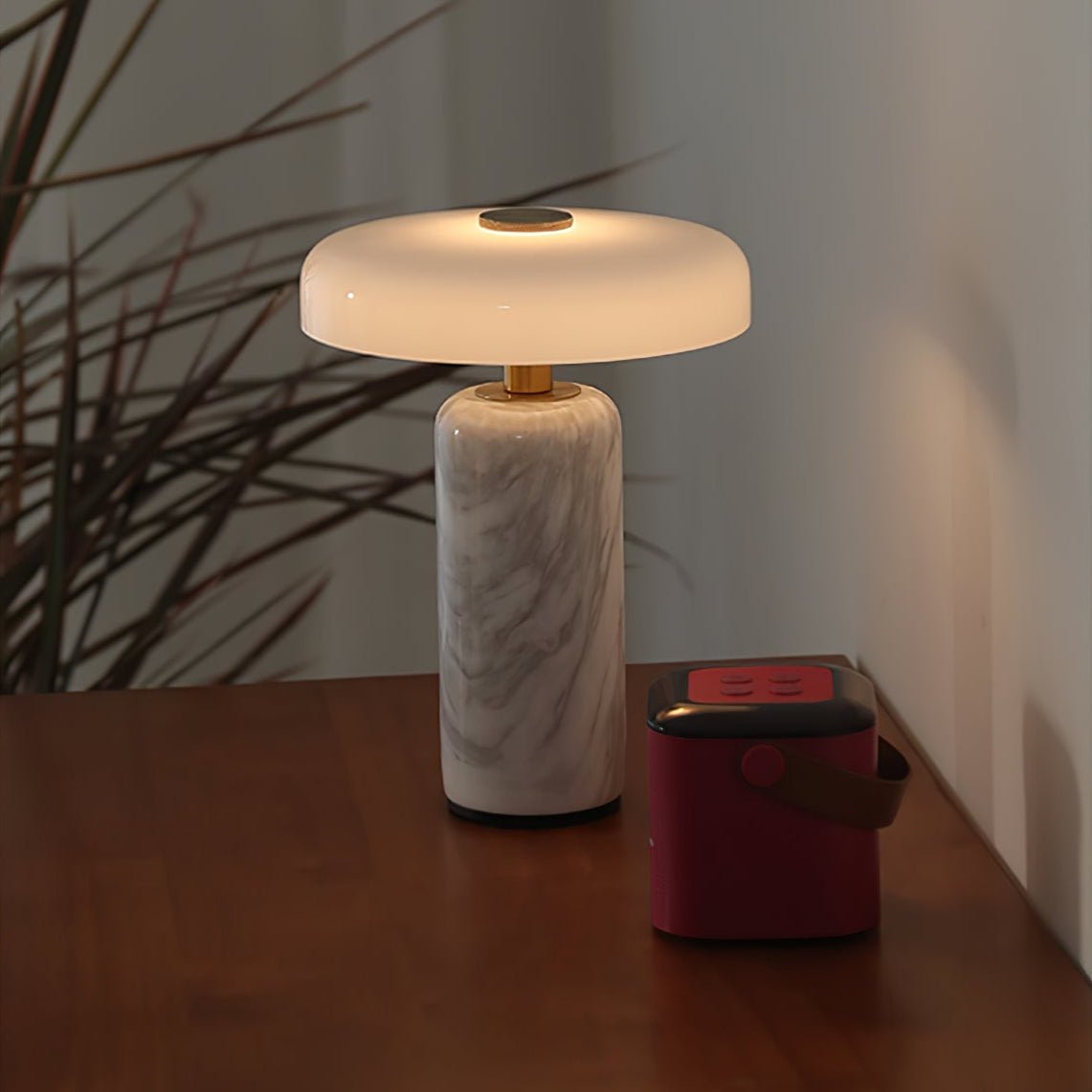 Lavisa elegant marble base cordless battery table lamp on a modern nightstand (View 9)