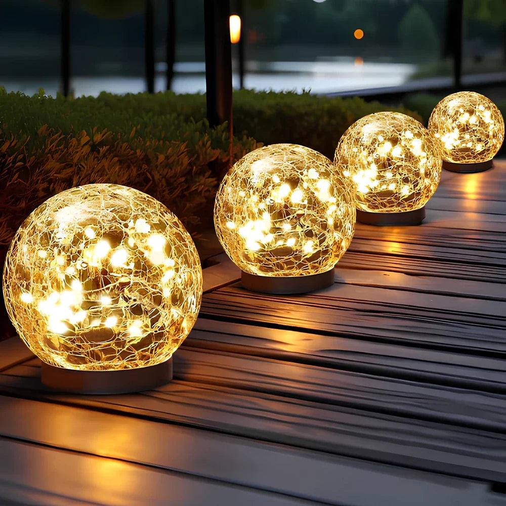 Lavisa - Solar Garden Lights Outdoor Waterproof Crackle Glass Globe