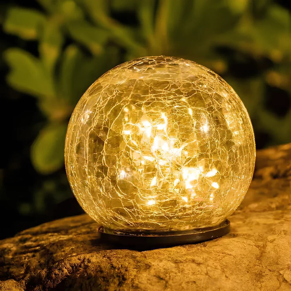 Lavisa - Solar Garden Lights Outdoor Waterproof Crackle Glass Globe