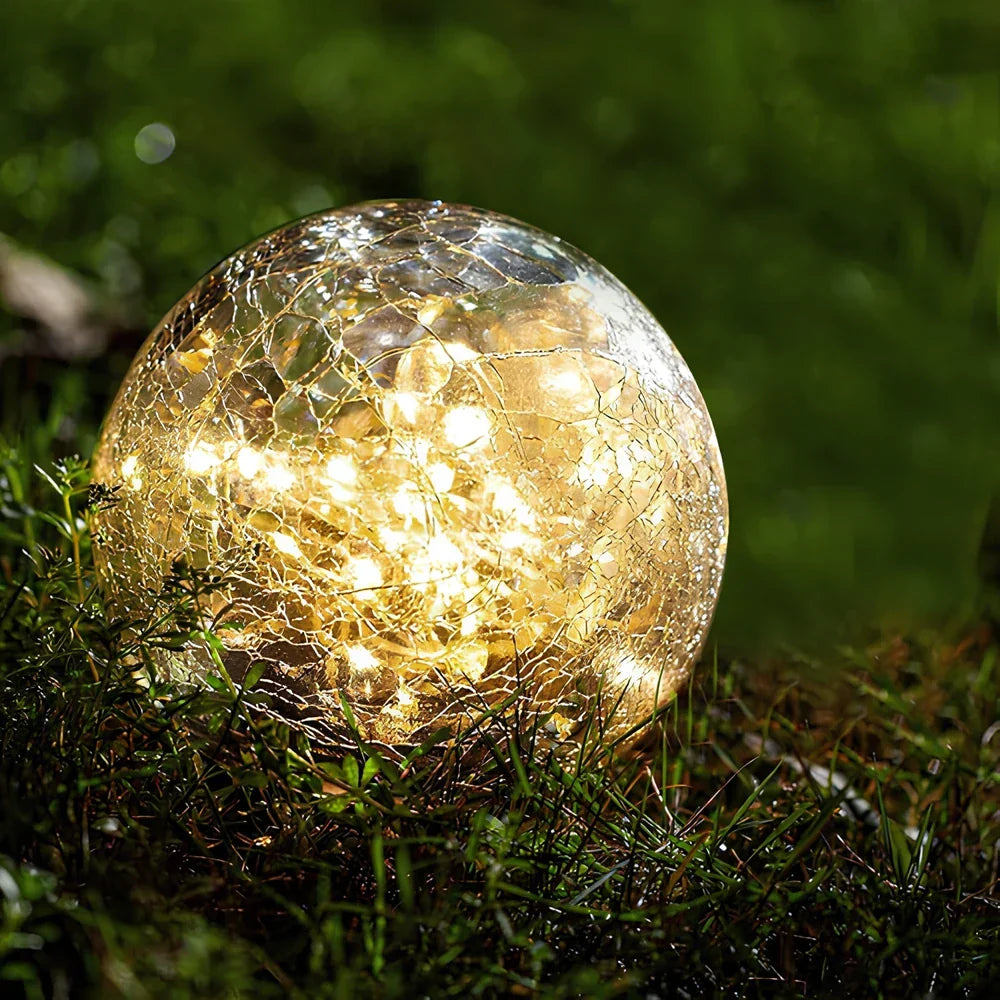 Lavisa - Solar Garden Lights Outdoor Waterproof Crackle Glass Globe