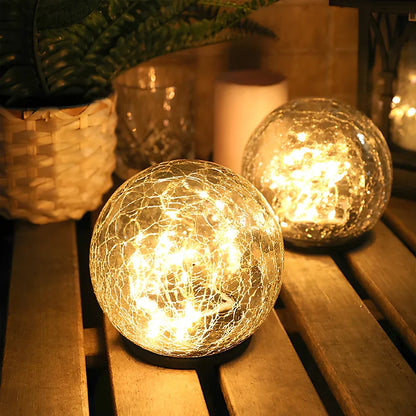 Lavisa - Solar Garden Lights Outdoor Waterproof Crackle Glass Globe