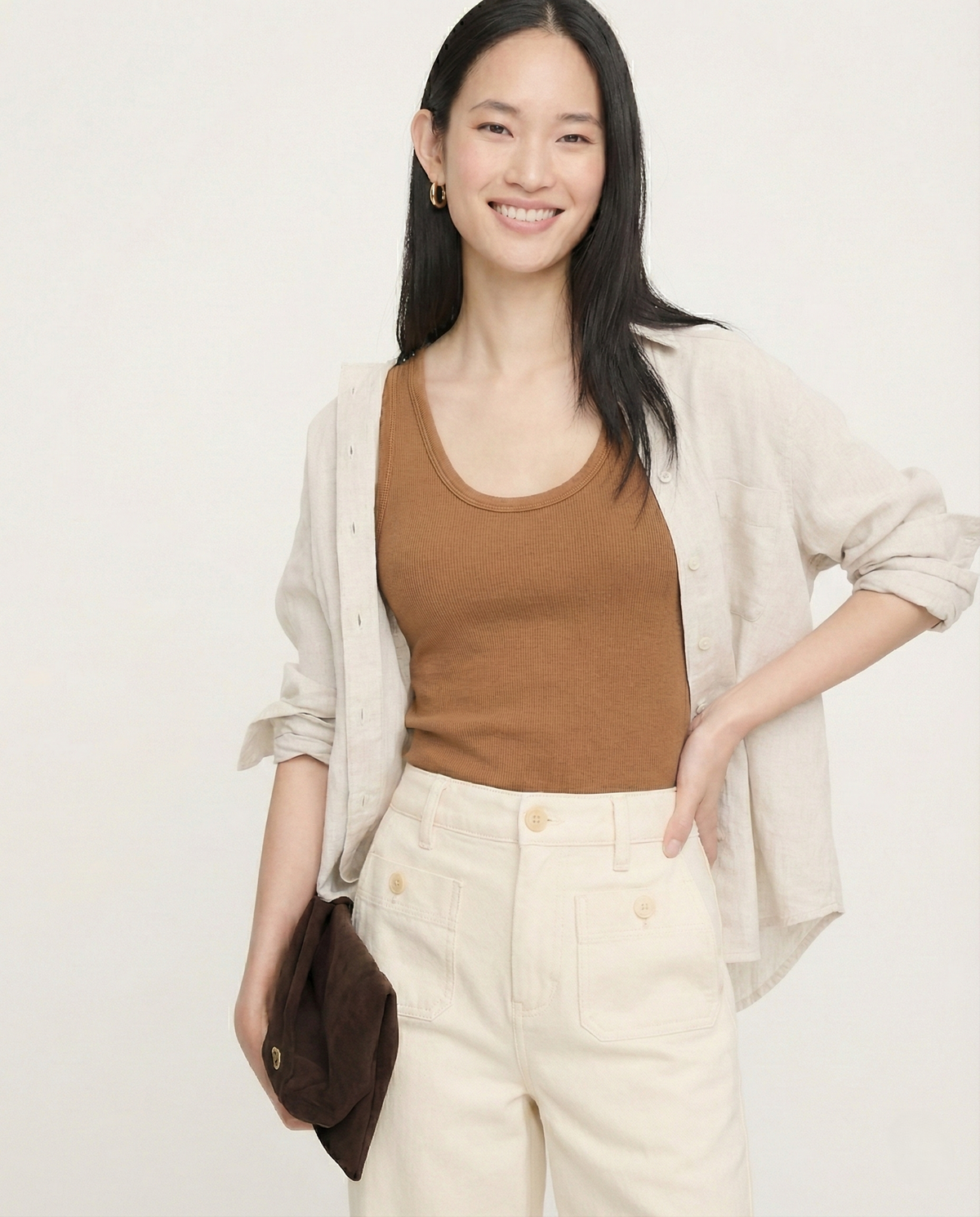 Lavisa - High Rise Wide Leg Denim Jeans with Front Button Pockets