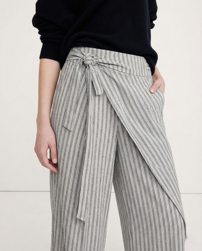 Lavisa - Everyday Wrap Front Cotton Wide Leg Pants