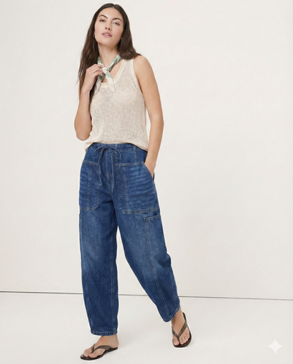 Lavisa - Relaxed Pull-On Cotton Denim Jeans