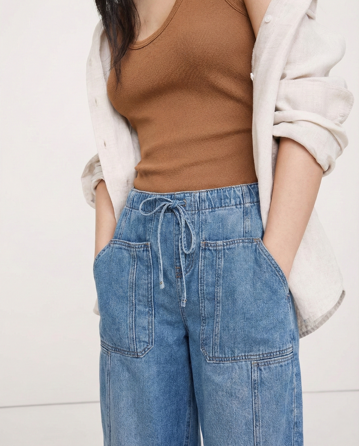 Lavisa - Relaxed Pull-On Cotton Denim Jeans