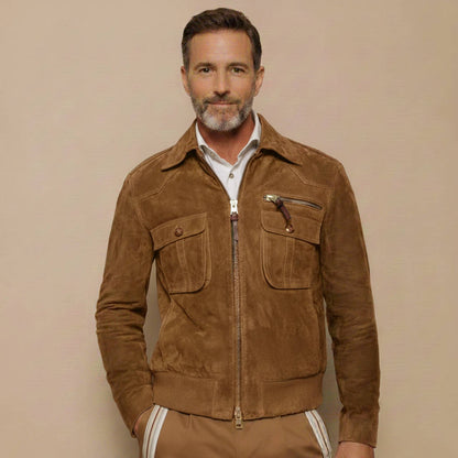 Lavisa - Retro Lapel Suede Jacket for Men