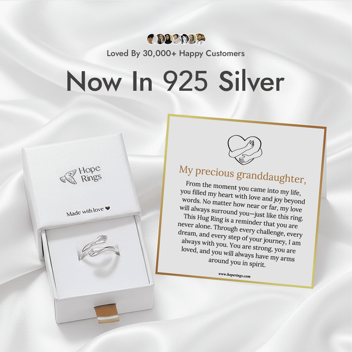 Lavisa - Granddaughter Hug Ring in 925 Silver