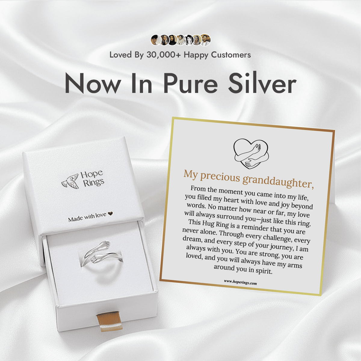 Lavisa - Granddaughter Pure Silver Ring - Sentimental Family Keepsake