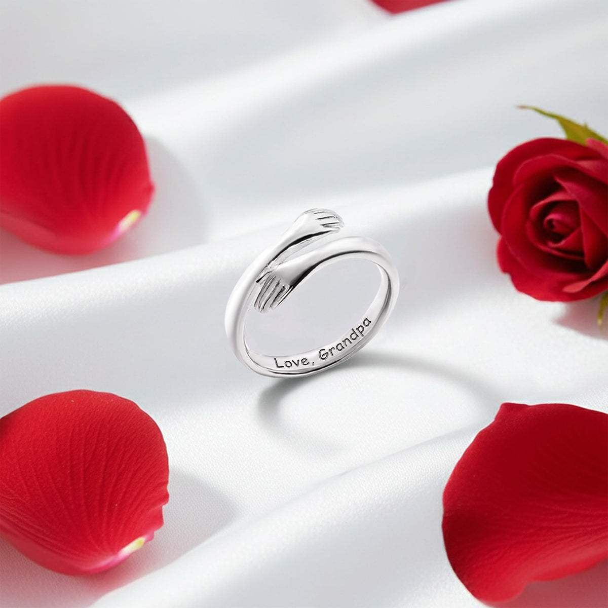 Lavisa - Grandpa and Granddaughter Hug Ring in Pure Silver