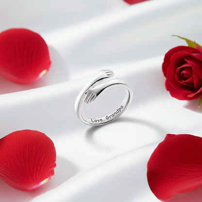 Lavisa - Grandpa and Granddaughter Hug Ring in Pure Silver