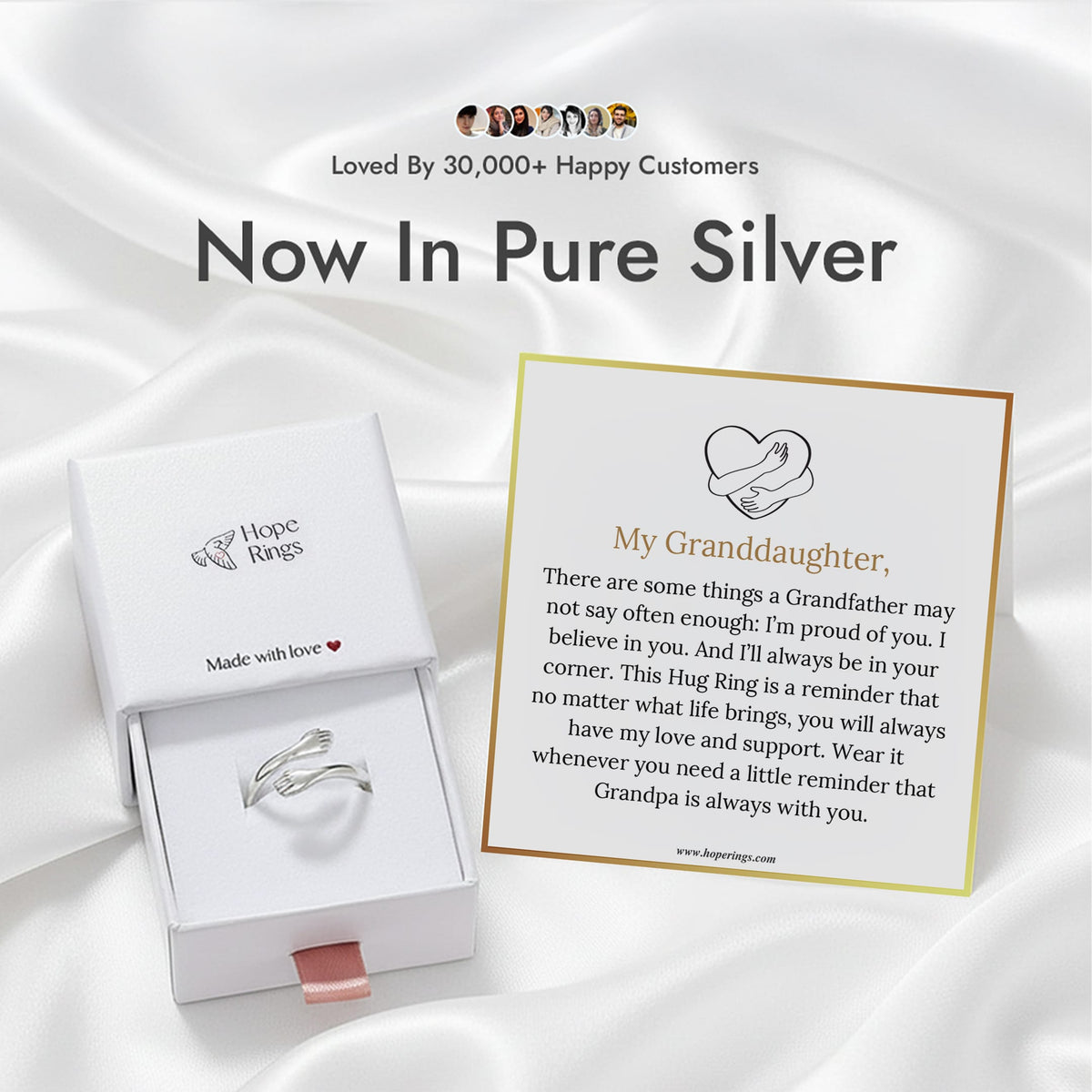 Lavisa - Grandpa and Granddaughter Hug Ring in Pure Silver