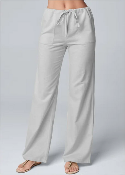 Lavisa - Women's Ankle Length Trousers Drawstring Waist Relaxed Casual Pants
