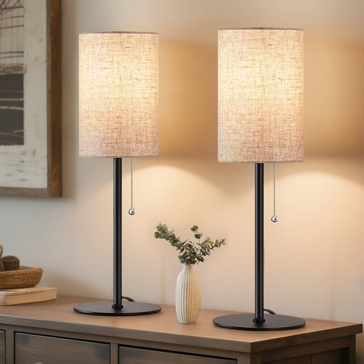 Lavisa - Modern Minimalist Linen Table Lamps Set of 2