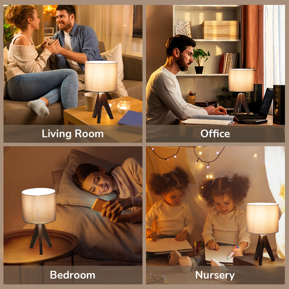 Lavisa - Modern Solid Wood Tripod Table Lamps Set of Two
