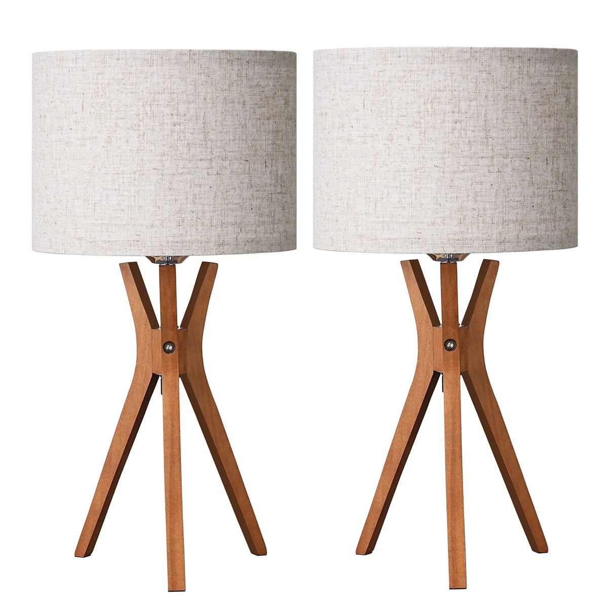 Lavisa - Natural Solid Wood Tripod Table Lamp Set