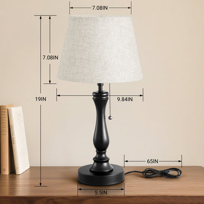 Lavisa - Retro Linen Table Lamp with Pull Chain Switch