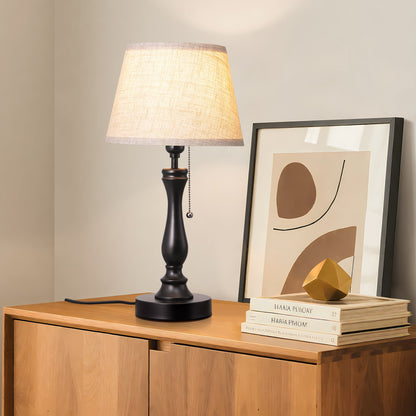 Lavisa - Retro Linen Table Lamp with Pull Chain Switch