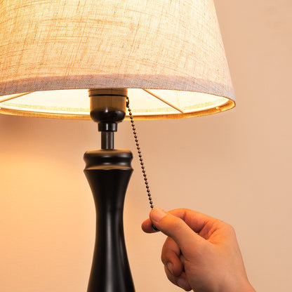 Lavisa - Retro Linen Table Lamp with Pull Chain Switch