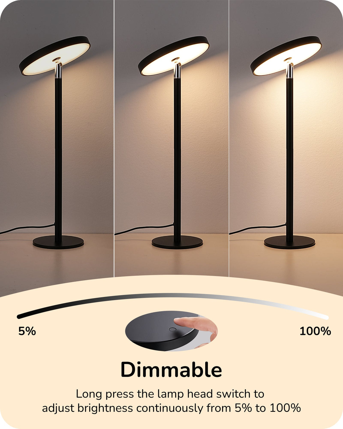 Lavisa - Touch Control LED Task Table Lamp with Memory Dimming