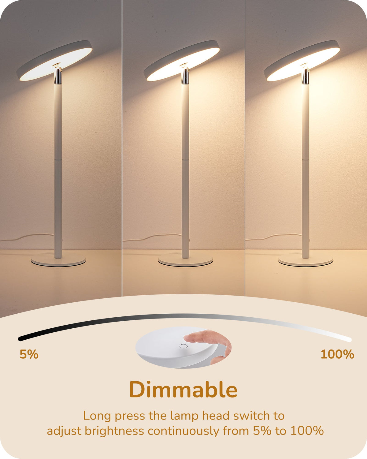 Lavisa - Touch Control LED Task Table Lamp with Memory Dimming
